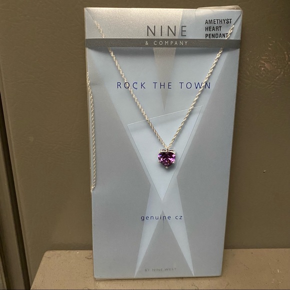 NWT Amethyst heart pendant necklace genuine CZ - Picture 5 of 6